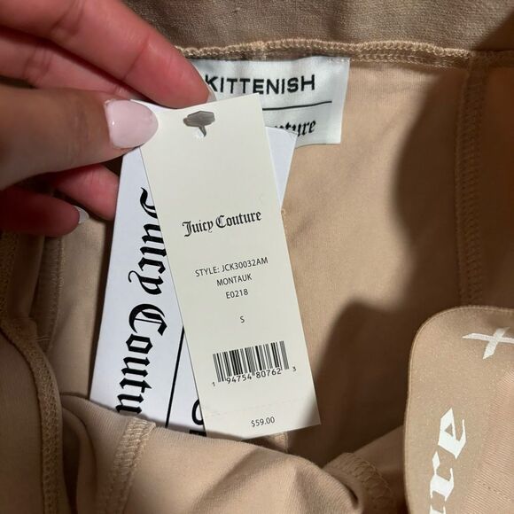 NWT Kittenish X Juicy Couture 7" Bike Shorts Beige Stretchy Knit- Size Small - Picture 6 of 7